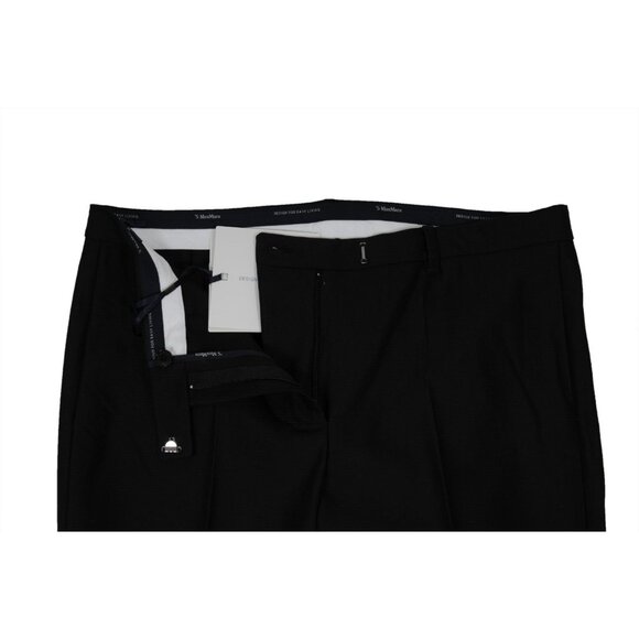 S Max Mara Womens Fatina Pants US 12 IT 46 Black Viscose Cotton Trousers Slacks - Picture 7 of 10